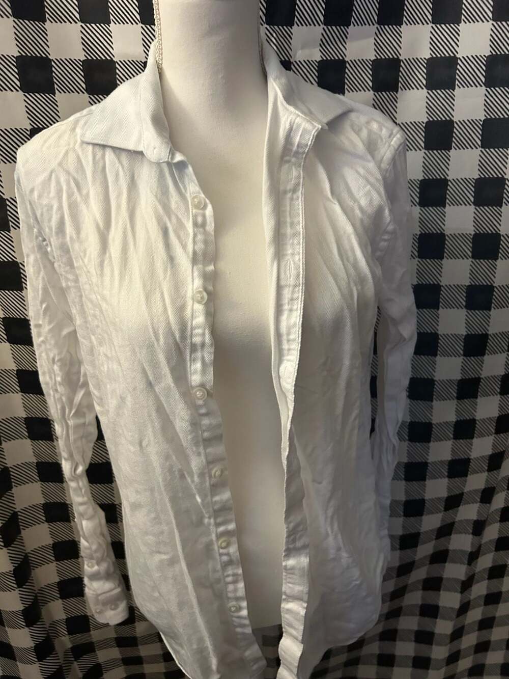 Michael Kors White Crinkle Cotton Long Sleeve Button Down Shirt